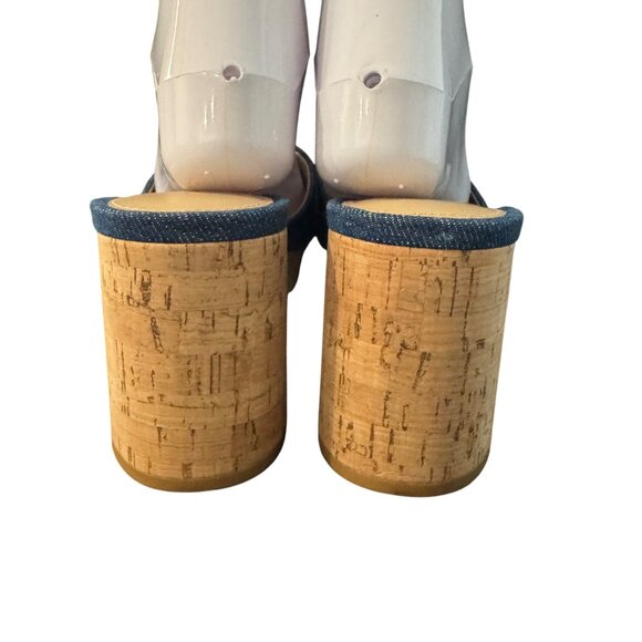 Veronica Beard Dali Platform Blue Denim Block Heel Sandal, Size 9.5 WORN ONCE - Picture 3 of 8